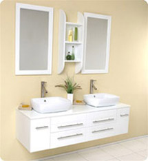 Fresca - Bellezza - (White) Bathroom Vanity w/ Solid Oak Wood and White Ceramic Sinks - FVN6119WH