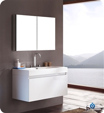 Fresca Mezzo White Modern Bathroom Vanity w/ Medicine Cabinet