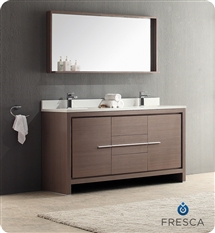 Fresca Allier 60" Modern Double Sink Bathroom Vanity - Wenge