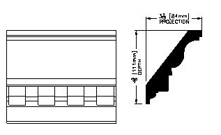 OAK707 Ornamental DENTIL CORNICE MLDG OAK 27/32"x5-1/2"