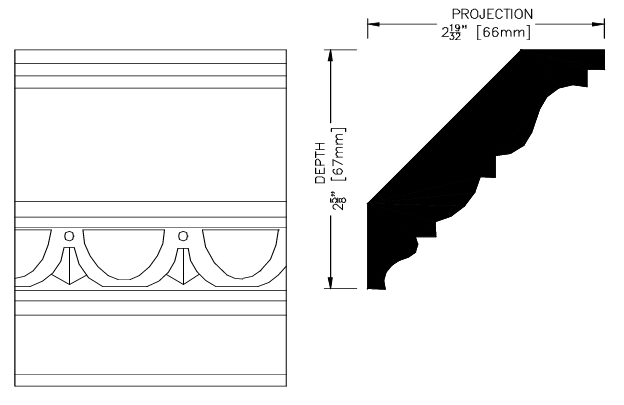 WHW706MIL Ornamental EGG&DART CORNICE MLDG 25/32"x3-11/16"  