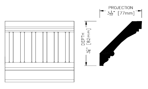 WHW685 Ornamental SCALLOP CORNICE MLDG 4-7/16"  